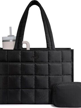 Tote Bag for Women, Puffer Work Handbag 15.6 Inch Laptop Purse for Nurse Teacher